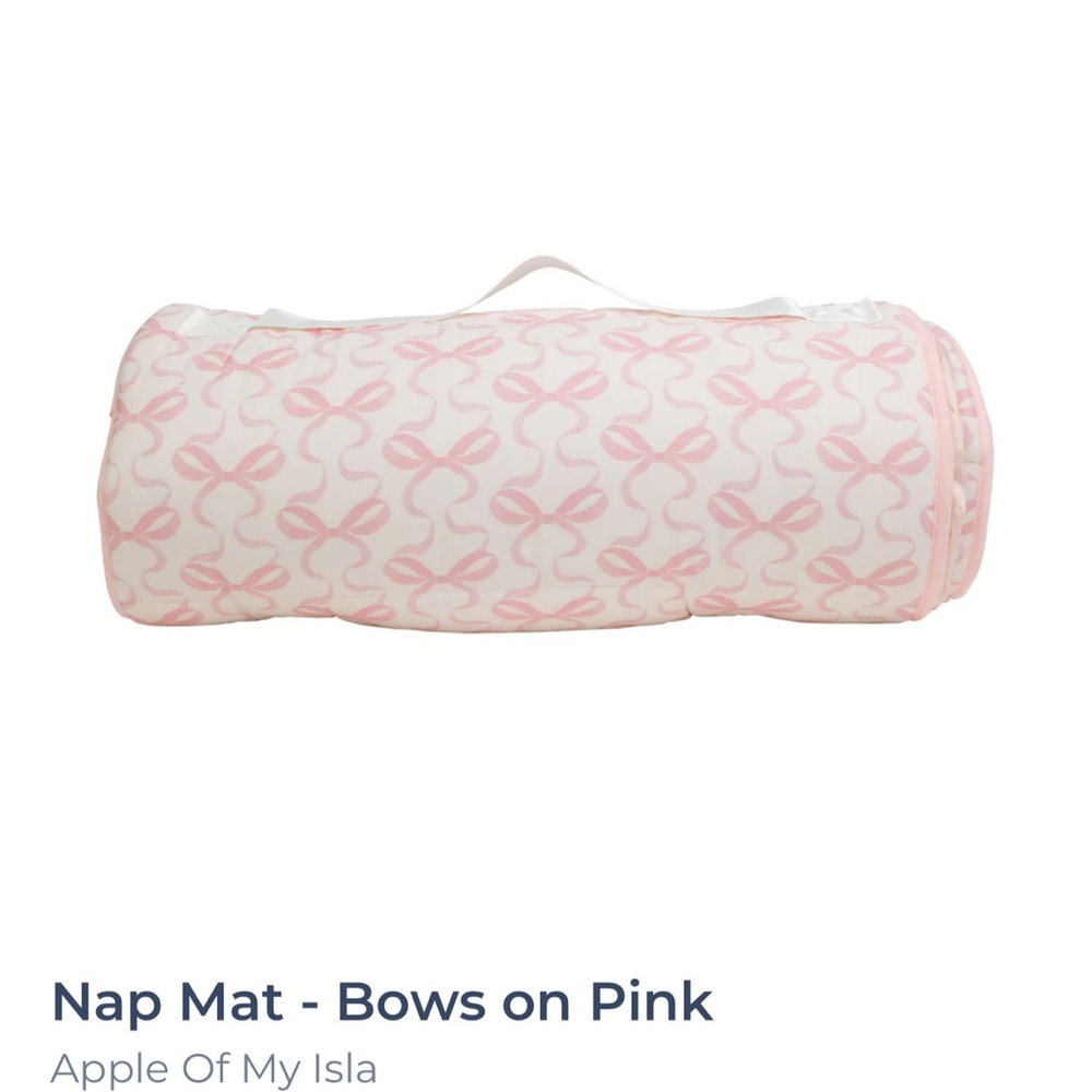 Apple Of My Isla Pink Bow Kids Nap Mat